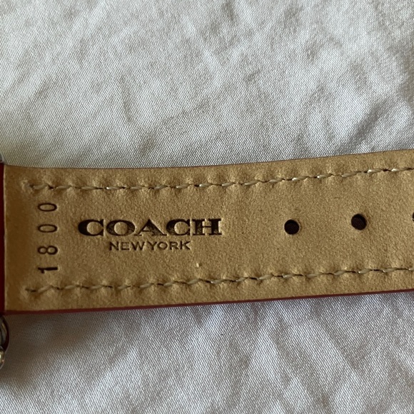 Coach: Red Leather Strap Watch- Silver Tone- Star Charm main image 11